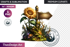 Enchanted Woodland Animal &amp; Sunflower Clipart PNG Product Image 1