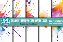 Dreamy theme Unicorn watercolor splashes Background Paper Product Image 9