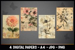 4 Vintage Floral Digital Papers I Junk Journal Page Product Image 2