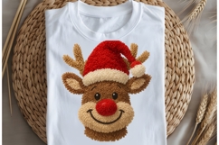 Reindeer Noel in Santa hat png design for T-shirts Product Image 5