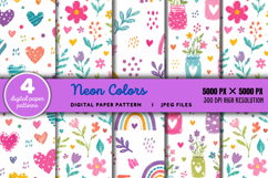 Neon Colors Digital Paper Pattern JPG Product Image 1