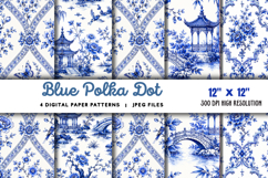 Blue Polka Dot Digital Paper JPG Product Image 1