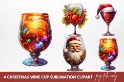 Christmas Wine Cup Sublimation Clipart Product Image 1