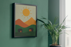 Minimalist Sunrise Hillside Pillow Design Product Image 8