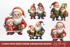 Santa With Green Gnome Sublimation Clipart Product Image 1