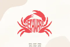 Delaware Crab SVG PNG | Word Art Cut File Product Image 1