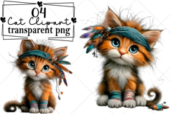 Whimsical Cat Clipart Watercolor PNG Product Image 1