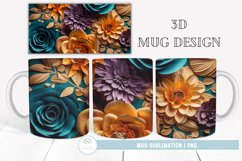 3D Mug Wrap Flowers Sublimation PNG Product Image 1
