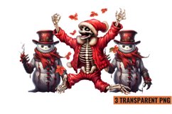 Watercolor Christmas skeleton Sublimation Clipart PNG , Product Image 1