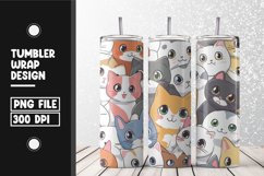 Cute cat pattern Tumbler Wrap | Sublimation | 20 oz Skinny Product Image 1