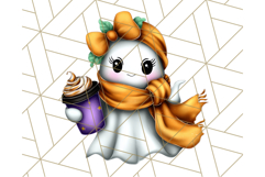 Ghost Café PNG Clipart, Cute Ghost Baristas Halloween Treats Product Image 4