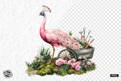 Pink Peacocks Garden Clipart - Peacock PNG Product Image 1