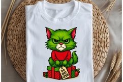 Green funny Christmas cat png design for T-shirts Product Image 5