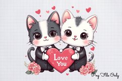 Valentine Cat Kitty Clipart PNG Product Image 1