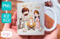Christmas nativity mug wrap PNG for sublimation 11oz 15oz Product Image 1