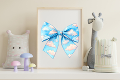 Watercolor Cloudy Sky Coquette Bow Clipart Product Image 8