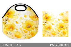 Flowers Lunch Bag Sublimation. Watercolor Flowers Lunch Bag Product Image 1