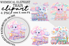 Whimsical Elephant Train Clipart Product Image 1