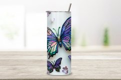 3D Butterflies Floral Tumbler Wrap, Seamless Butterfly png Product Image 2