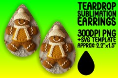 Holiday 3D Gingerbread Teardrop Earrings Design Sublimation Product Image 1