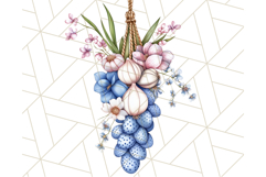 Blue Cottagecore Kitchen Clipart, Vintage Country Floral Png Product Image 4