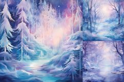Watercolor misty winter forest printable digital papers Product Image 8