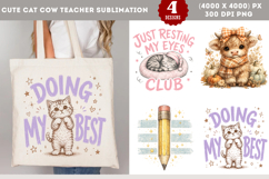Cute Cat Cow Teacher Sublimation PNG Product Image 1