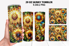 Flowers Skinny Tumbler 20oz Wrap Design, Summer Tumble PNG Product Image 1
