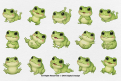 15 Bundle Watercolor Baby Frog Green Animal Pond Gama Product Image 8