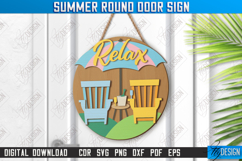 Summer Round Door Sign Laser Cut Bundle, Wooden Welcome Sign Product Image 10