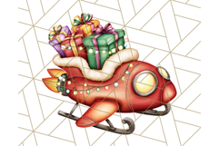 Santa Sleigh Ride Clipart PNG, Flying Reindeer Christmas Art Product Image 4