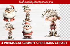 4 Whimsical Grumpy Christmas Clipart | Funny Grumpy Holiday Product Image 1
