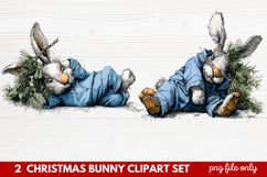 2 Christmas Bunny Clipart Set | Cute Holiday Bunny PNG Illus Product Image 1