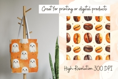 Fall Halloween Backgrounds Ghost Cafe Digtal Papers Product Image 3
