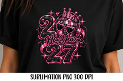 New Year 2027 Pink Disco Ball Sublimation PNG, tshirt png Product Image 2