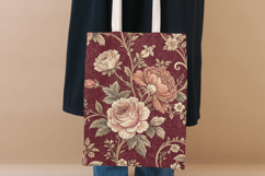 Burgundy Toile Digital Paper Pack, Vintage Floral Toile Product Image 8