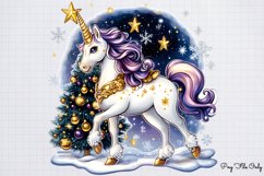 Christmas Unicorns Clipart Bundle Product Image 11