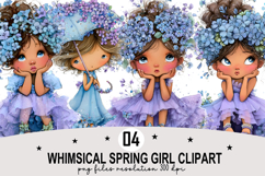 Whimsical Spring Girl Clipart Watercolor PNG Product Image 1