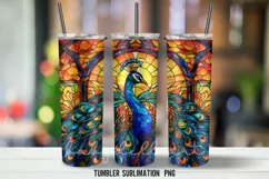 Peacock Stained Glass Tumbler Wrap Sublimation Design Product Image 2