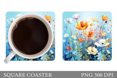 Flowers Coaster Sublimation. Summer Coaster Design Product Image 1