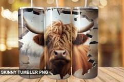 3D Highland Cow Cracked Hole PNG Tumbler Design Product Image 1
