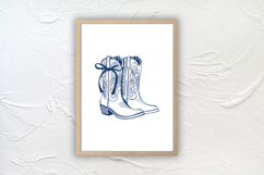 Blue Coquette Bow Cowboy Boot Print Product Image 8