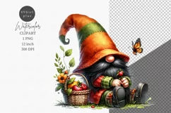 Gnome clipart, Gnome and butterfly, Summer clipart Product Image 1