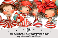 Whimsical Girl Summer Clipart png Watercolor png Product Image 1