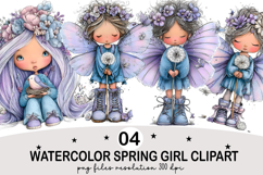 Watercolor Spring Girl Clipart Watercolor png Product Image 1