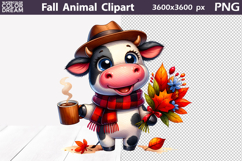 Fall Coffee Animals Clipart | Autumn Cow Chicken Horse PNG Product Image 3