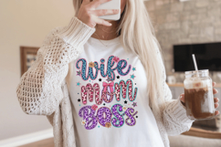 Wife Mom Boss PNG sublimation | Mother's Day PNG T-Shirt Product Image 5