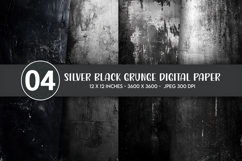 Silver Black Grunge Digital Paper Product Image 1