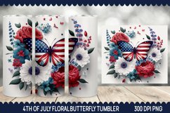 4th of July Floral Butterfly Tumbler - Butterfly Tumbler Product Image 1