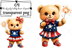 Whimsical 4th of july teddy bear clipart Watercolor PNG Product Image 1